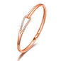 Rose Gold Plated Link Bangle Created with Zircondia® Crystals (7 Inch)