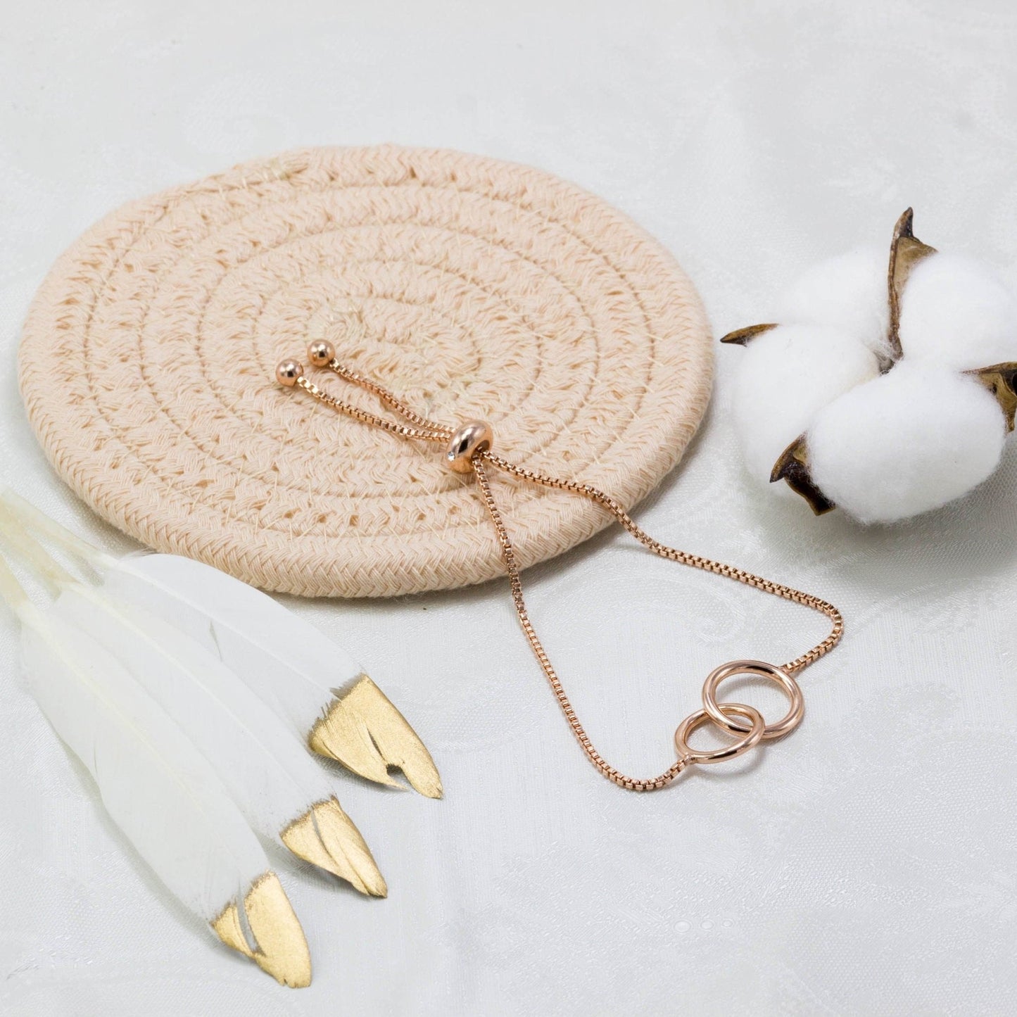 Rose Gold Plated Link Friendship Bracelet Created with Zircondia® Crystals