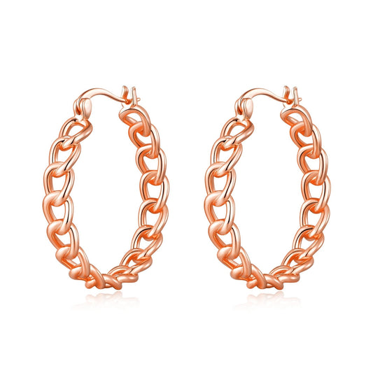 Rose Gold Plated Link Hoop Earrings