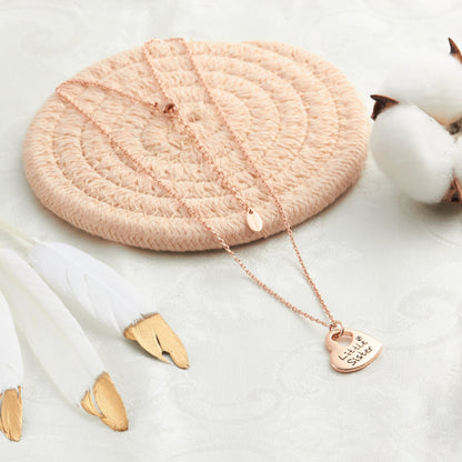 Rose Gold Plated Little Sister Heart Necklace Created with Zircondia® Crystals