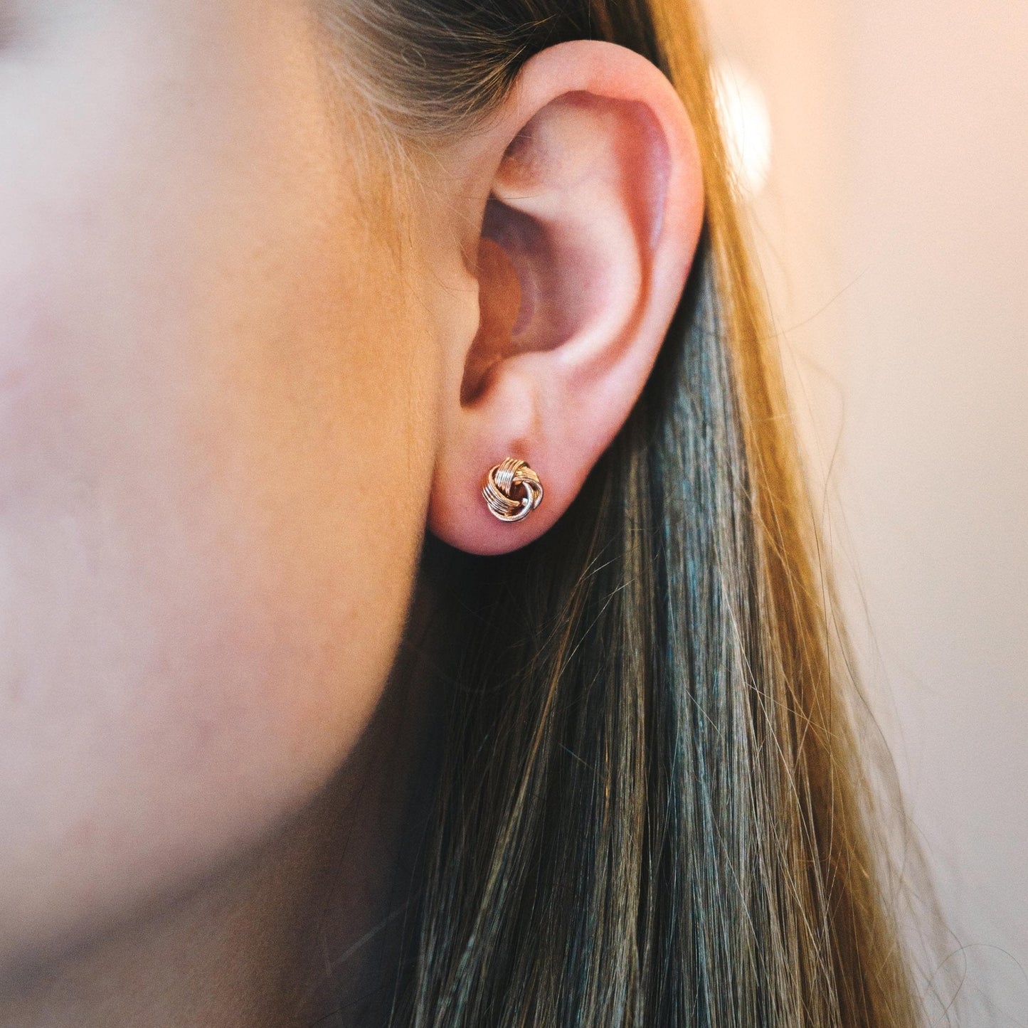 Rose Gold Plated Love Knot Earrings with Quote Card