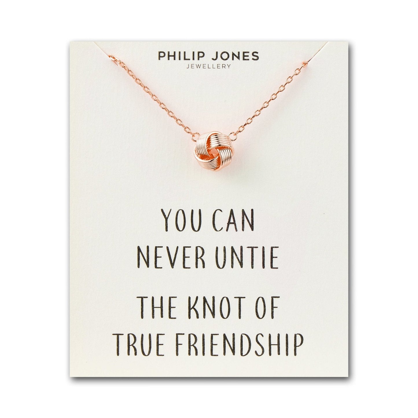 Rose Gold Plated Love Knot Necklace with Quote Card