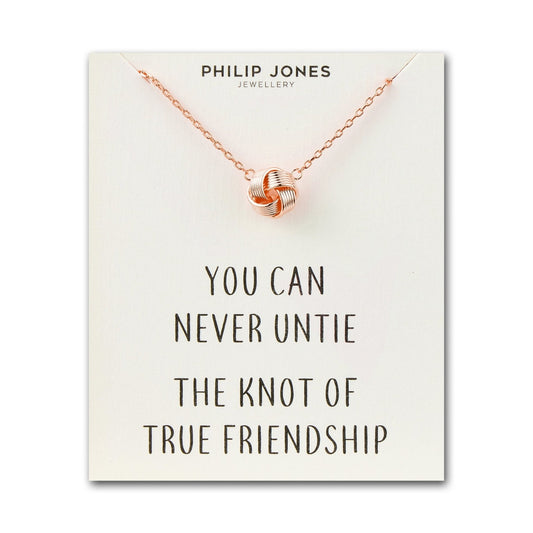 Rose Gold Plated Love Knot Necklace with Quote Card