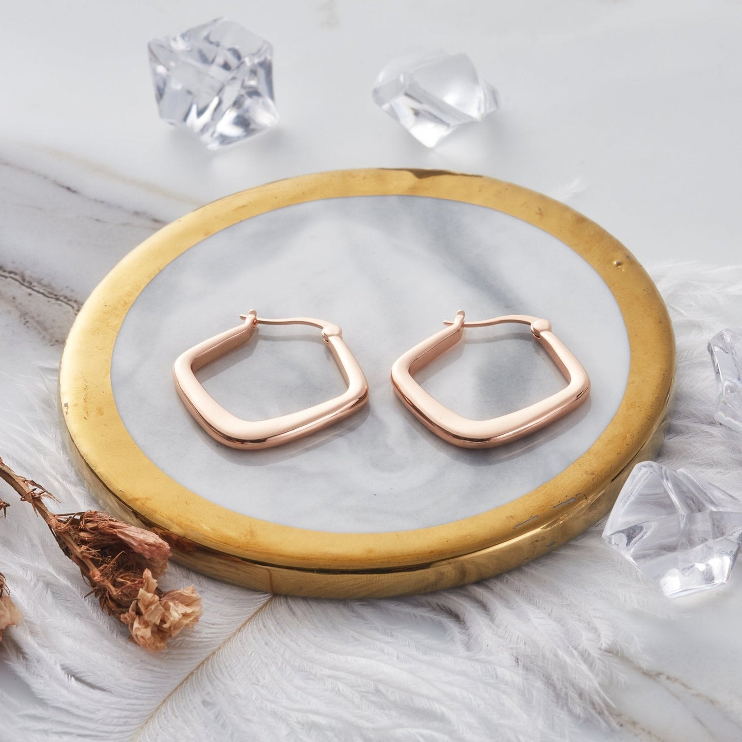 Rose Gold Plated Medium Chunky Hoop Earrings