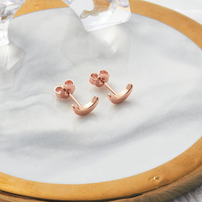 Rose Gold Plated Moon Stud Earrings