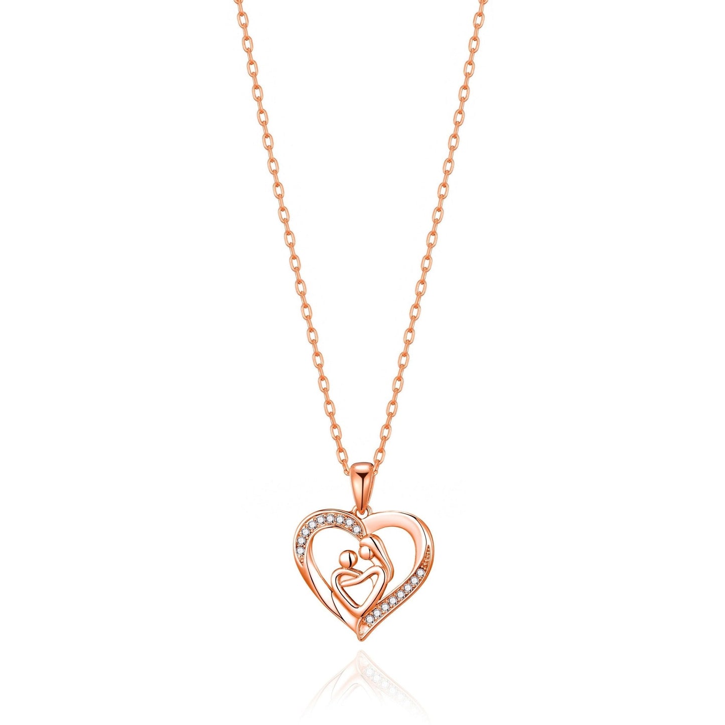 Rose Gold Plated Mother And Child Necklace Created with Zircondia® Crystals