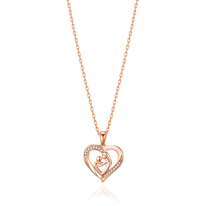 Rose Gold Plated Mother And Child Necklace Created with Zircondia® Crystals