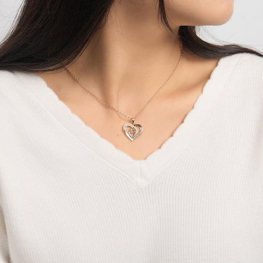 Collier Enfant et Maman Plaqué Or Rose, Créé avec des Cristaux Zircondia®