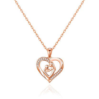Rose Gold Plated Mother And Child Necklace Created with Zircondia® Crystals