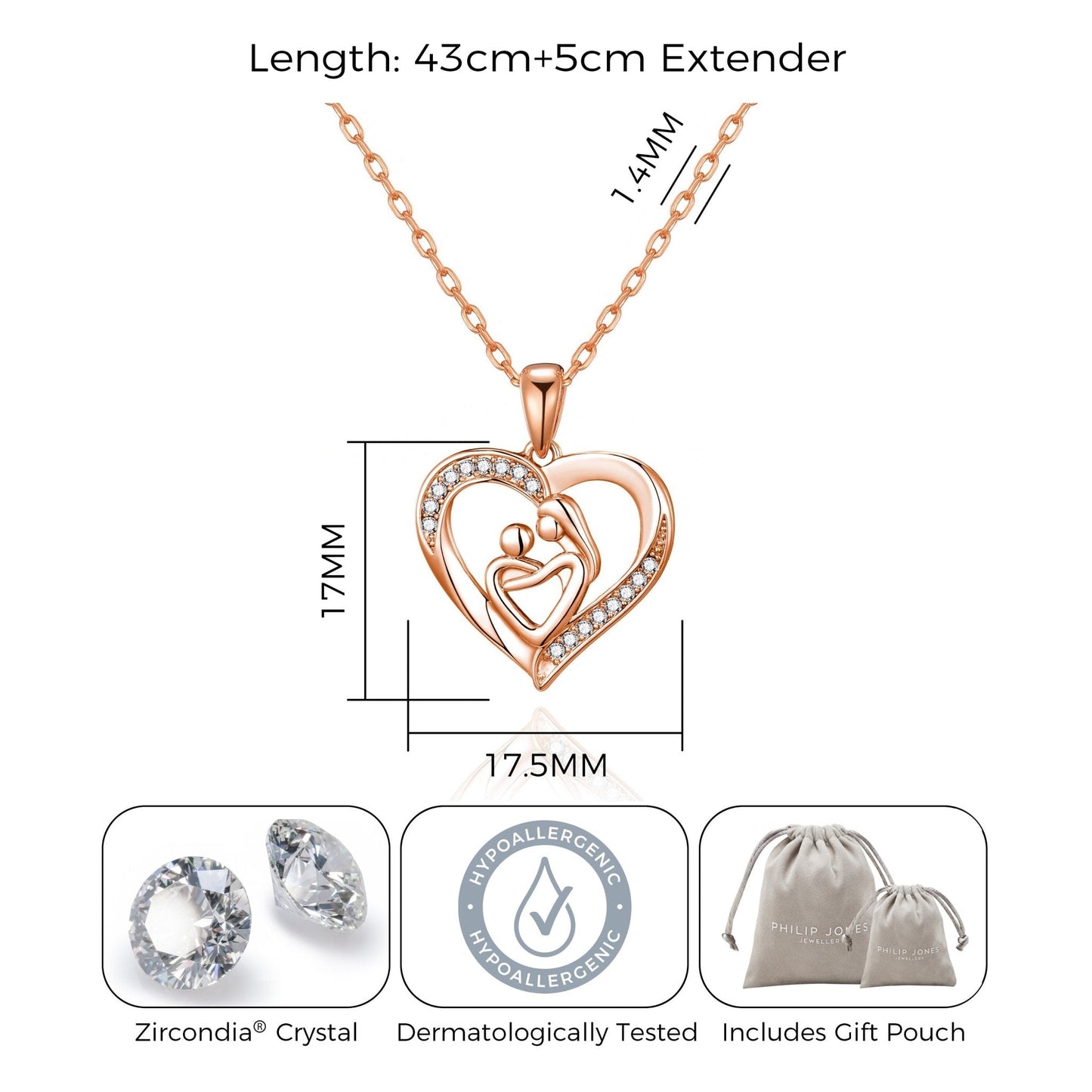 Rose Gold Plated Mother And Child Necklace Created with Zircondia® Crystals