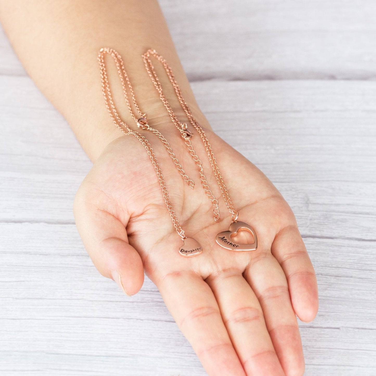 Rose Gold Plated Mother and Daughter Necklace Set