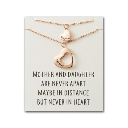 Rose Gold Plated Mother and Daughter Necklace Set with Quote Card