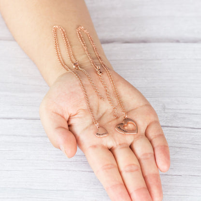 Rose Gold Plated Mother and Daughter Necklace Set with Quote Card