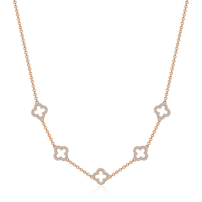 Rose Gold Plated Multi Clover Necklace Created with Zircondia® Crystals