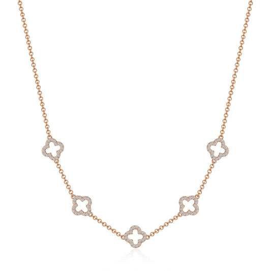 Rose Gold Plated Multi Clover Necklace Created with Zircondia® Crystals