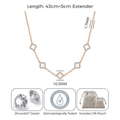 Rose Gold Plated Multi Clover Necklace Created with Zircondia® Crystals