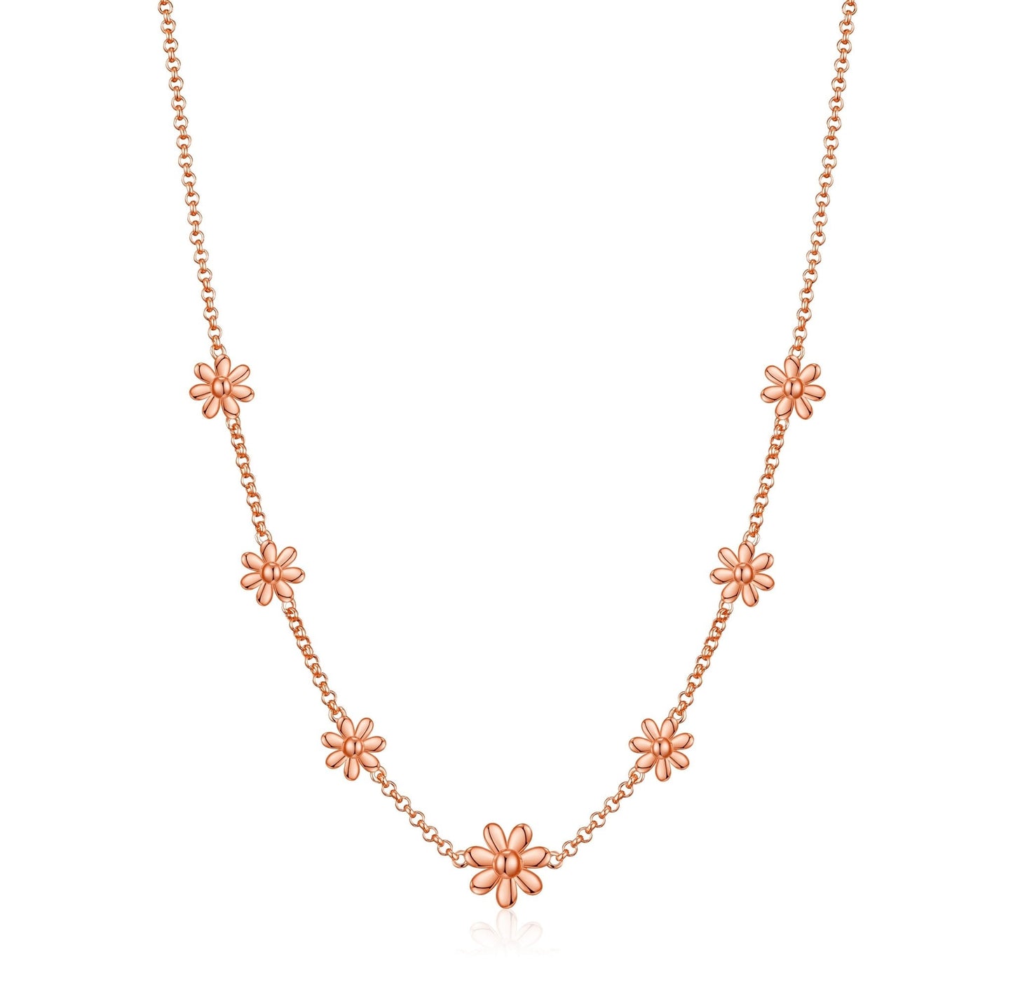 Rose Gold Plated Multi Daisy Necklace