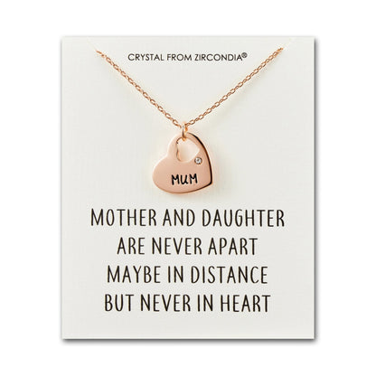 Rose Gold Plated Mum and Daughter Quote Heart Necklace Created with Zircondia® Crystals