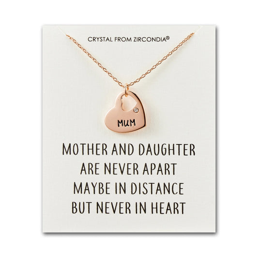 Rose Gold Plated Mum and Daughter Quote Heart Necklace Created with Zircondia® Crystals