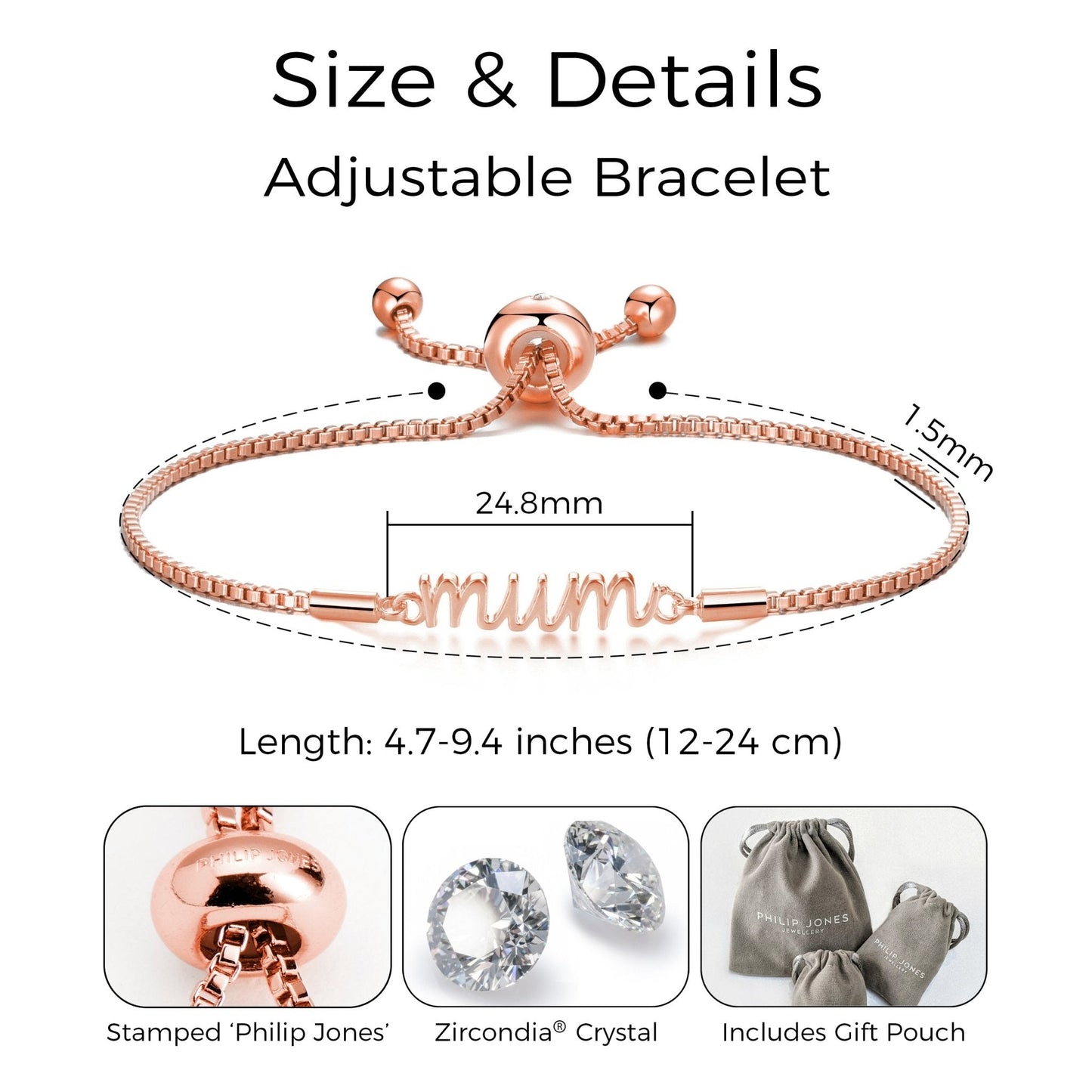 Rose Gold Plated Mum Bracelet Created with Zircondia® Crystals