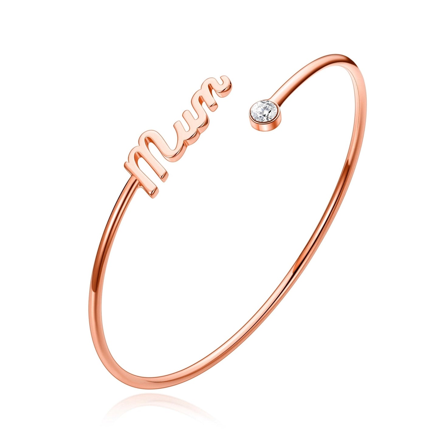 Rose Gold Plated Mum Cuff Bangle Created with Zircondia® Crystals