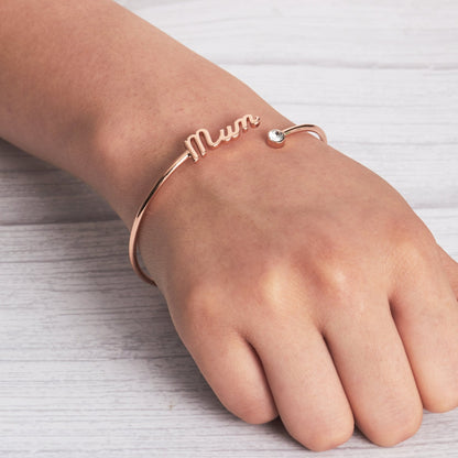Rose Gold Plated Mum Cuff Bangle Created with Zircondia® Crystals