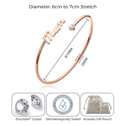 Rose Gold Plated Mum Cuff Bangle Created with Zircondia® Crystals