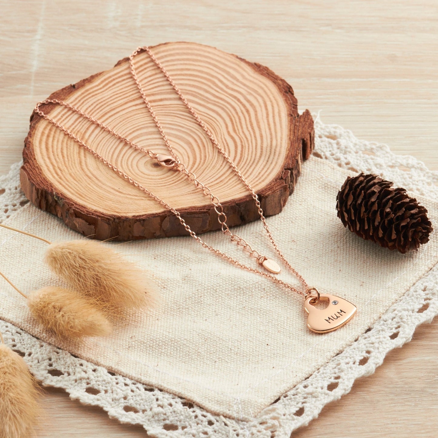 Rose Gold Plated Mum Heart Necklace Created with Zircondia® Crystals