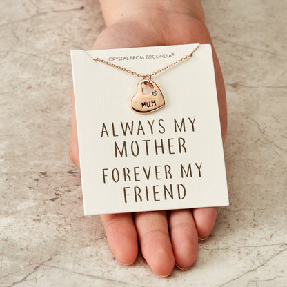 Rose Gold Plated Mum Heart Necklace with Quote Card Created with Zircondia® Crystals