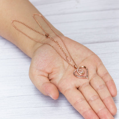 Rose Gold Plated Mum I Love You Quote Necklace Created with Zircondia® Crystals