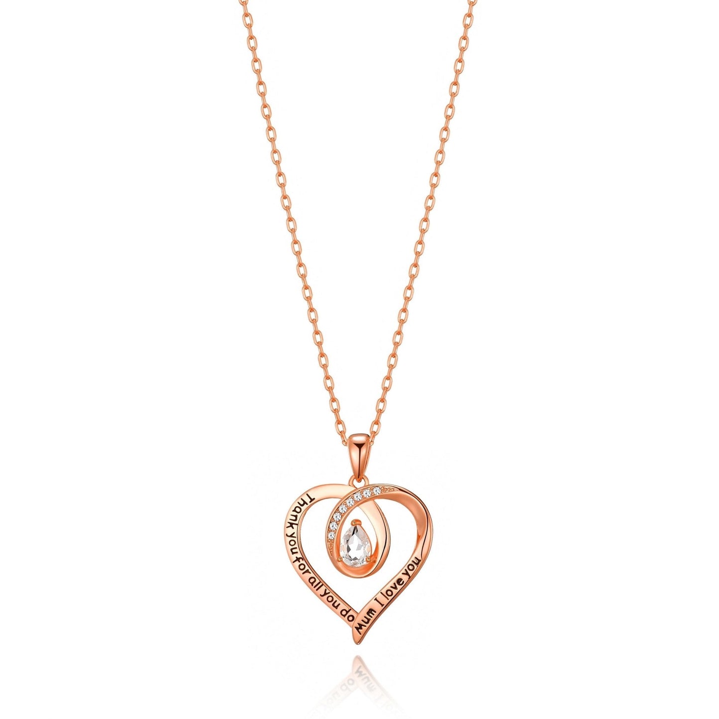 Rose Gold Plated Mum I Love You Quote Necklace Created with Zircondia® Crystals