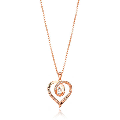 Rose Gold Plated Mum I Love You Quote Necklace Created with Zircondia® Crystals
