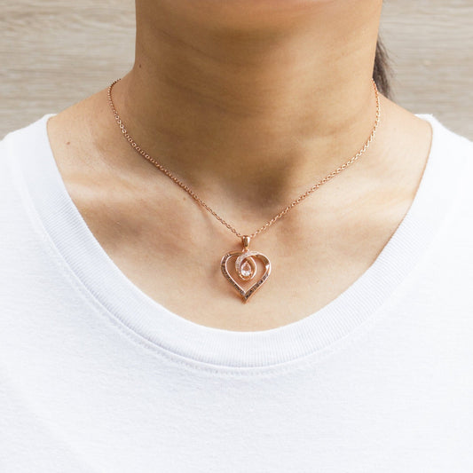 Rose Gold Plated Mum I Love You Quote Necklace Created with Zircondia® Crystals