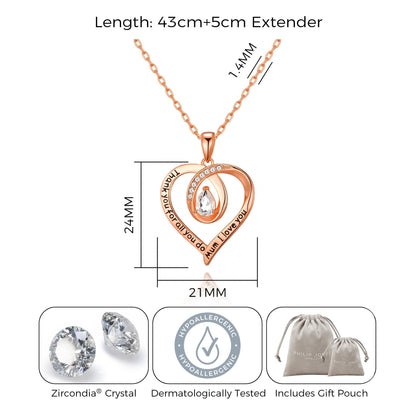 Rose Gold Plated Mum I Love You Quote Necklace Created with Zircondia® Crystals