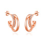 Rose Gold Plated Open Double Hoop Earrings Created With Zircondia® Crystals