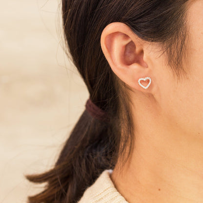 Rose Gold Plated Open Heart Earrings Created with Zircondia® Crystals