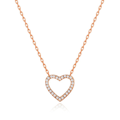Rose Gold Plated Open Heart Necklace Created with Zircondia® Crystals