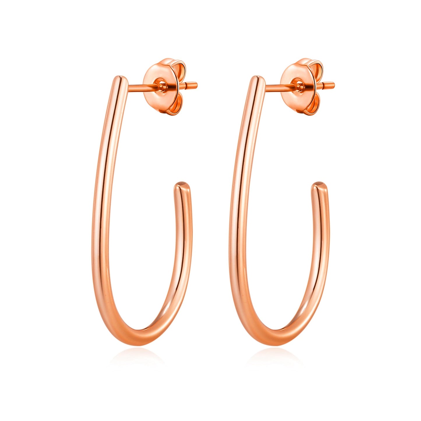 Rose Gold Plated Oval Hoop Earrings