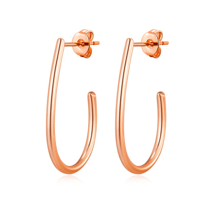 Rose Gold Plated Oval Hoop Earrings