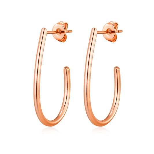 Rose Gold Plated Oval Hoop Earrings