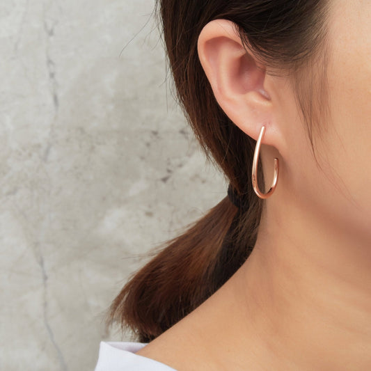 Rose Gold Plated Oval Hoop Earrings