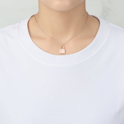 Rose Gold Plated Padlock Necklace Created with Zircondia® Crystals