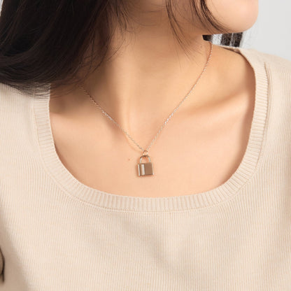 Rose Gold Plated Padlock Necklace Created with Zircondia® Crystals