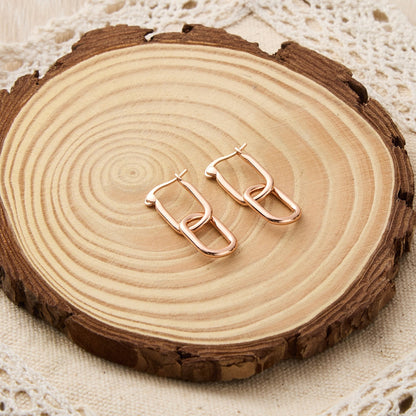 Rose Gold Plated Paperclip Earrings