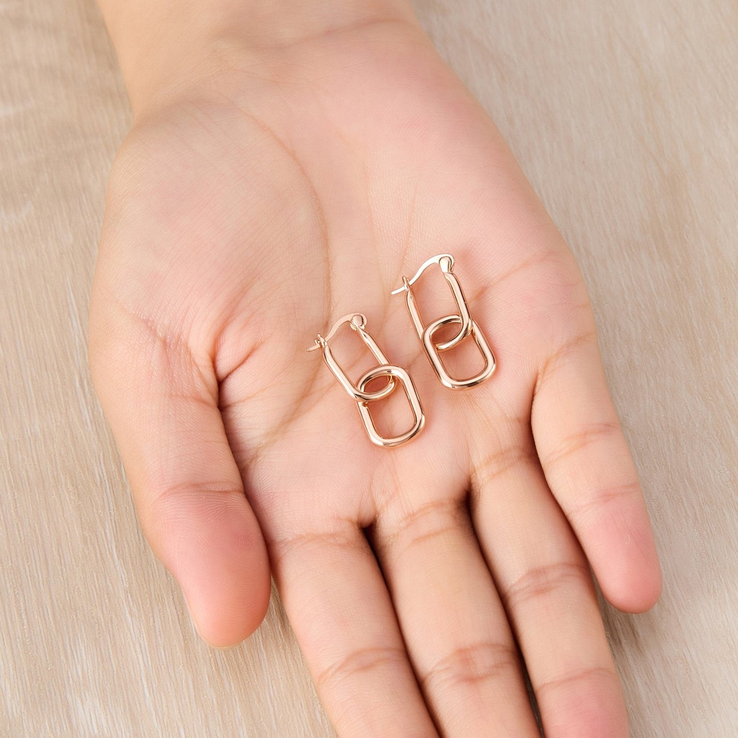Rose Gold Plated Paperclip Earrings