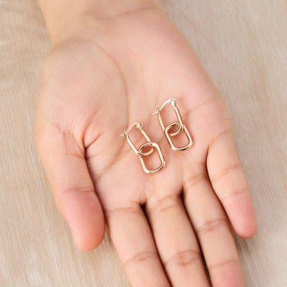 Rose Gold Plated Paperclip Earrings