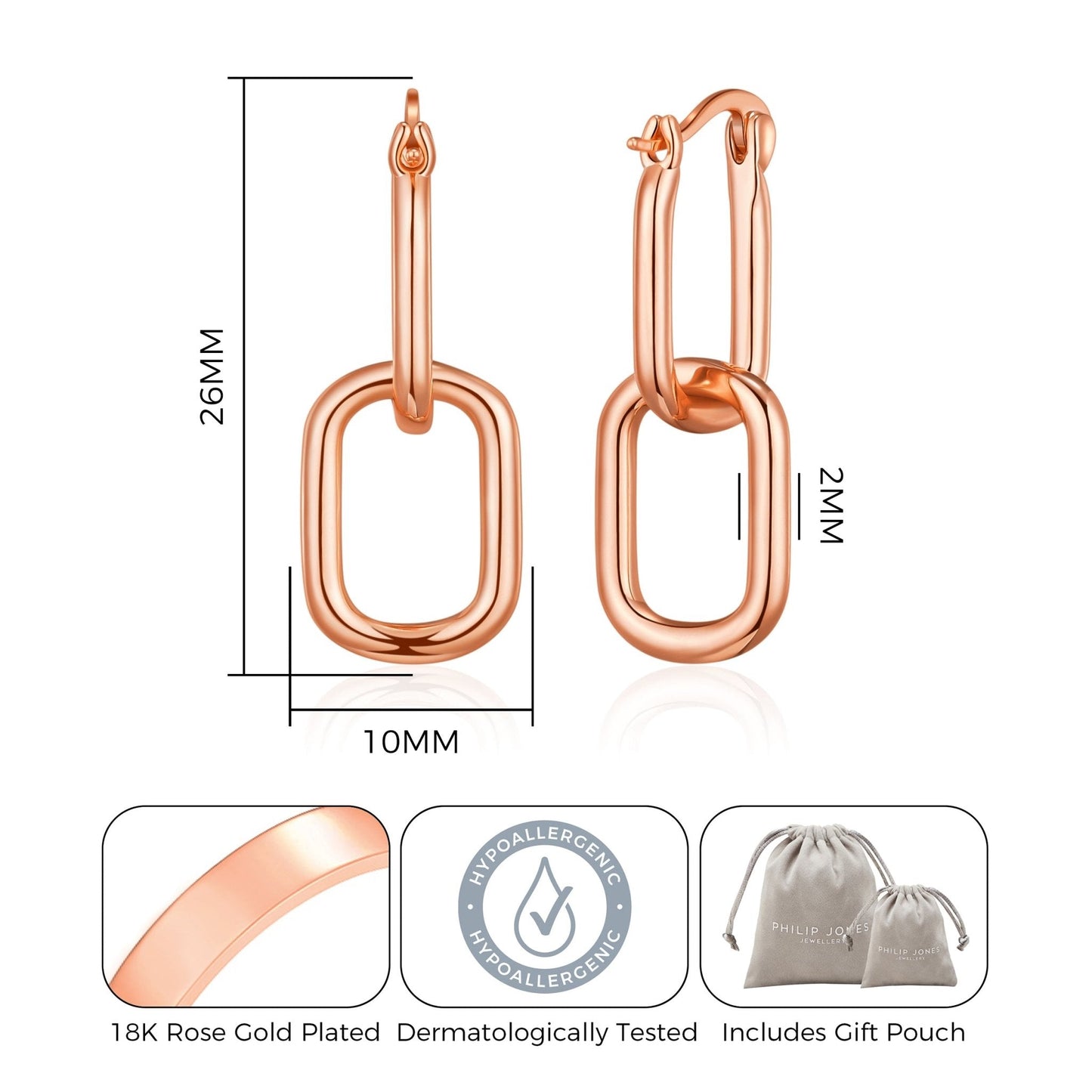 Rose Gold Plated Paperclip Earrings