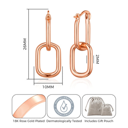 Rose Gold Plated Paperclip Earrings