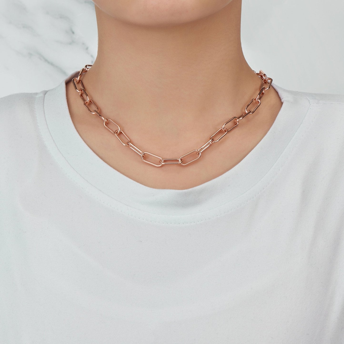 Rose Gold Plated Paperclip Necklace