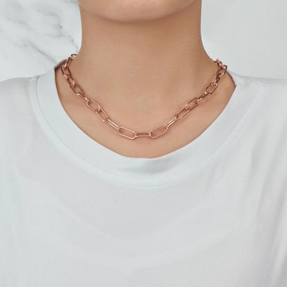 Rose Gold Plated Paperclip Necklace